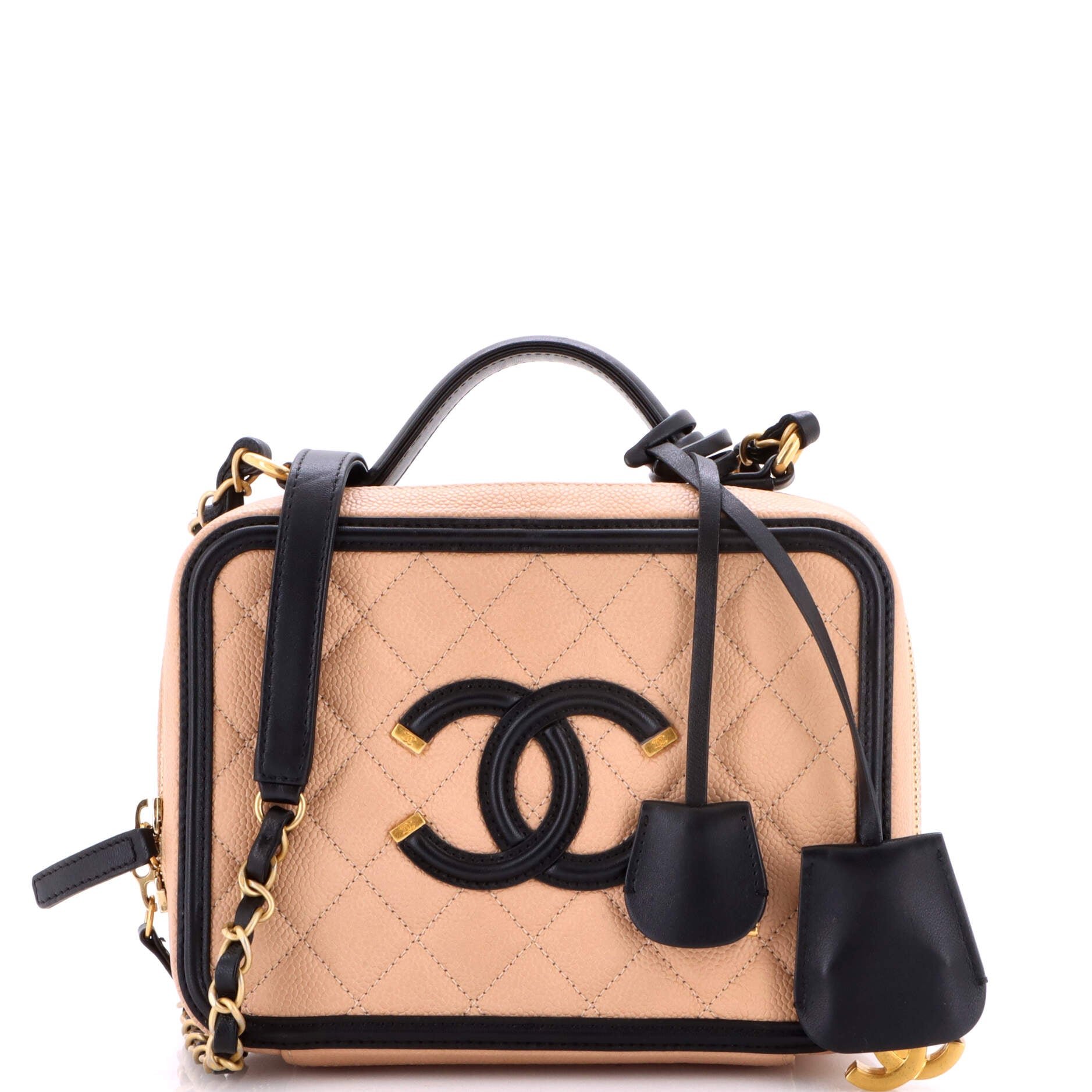Filigree Vanity Case Quilted Caviar Medium