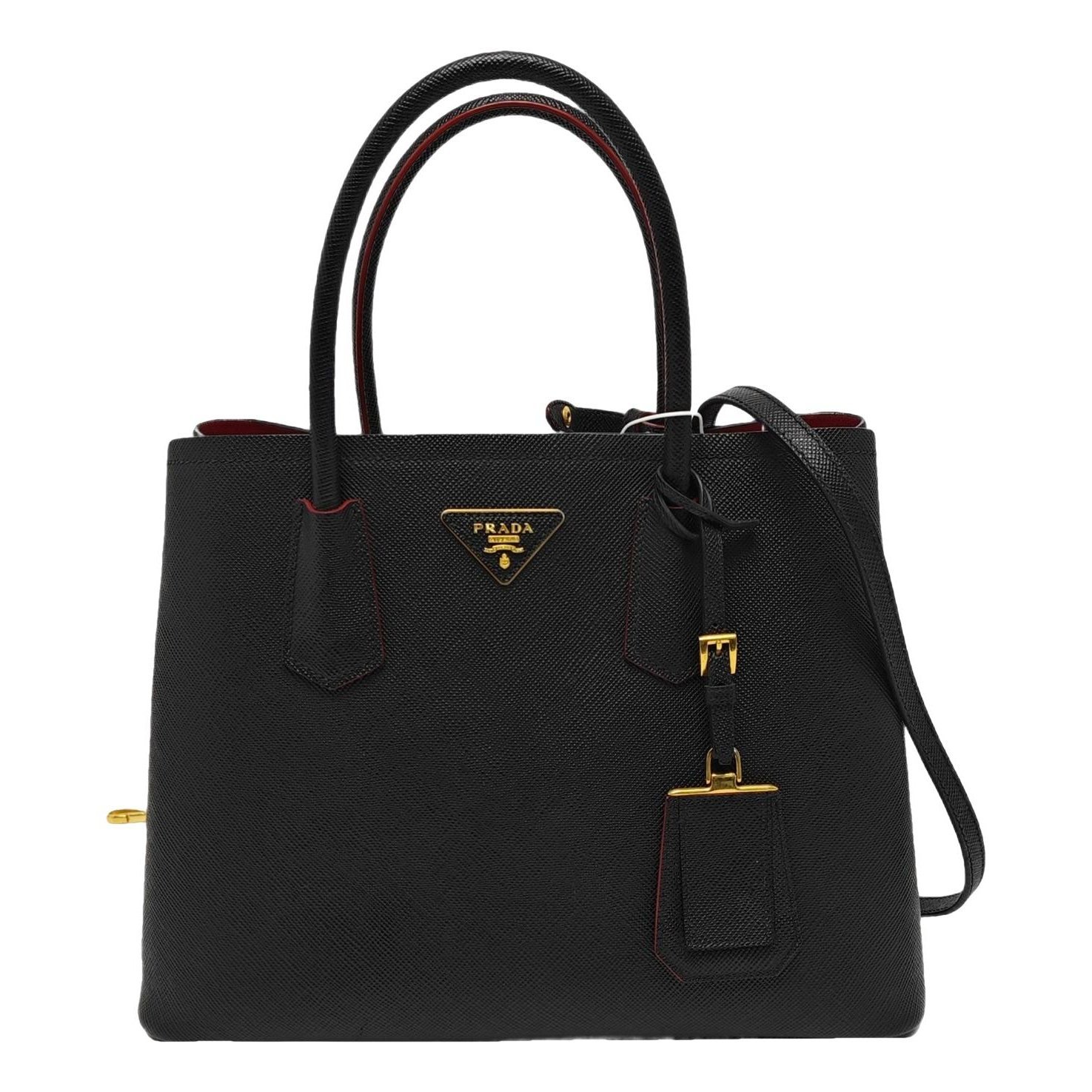 Double leather handbag