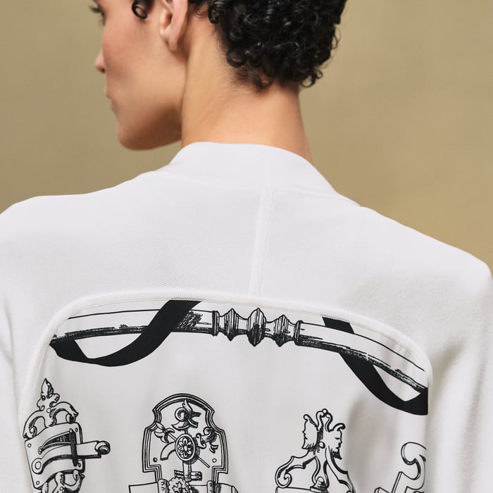 Blanc Nacre "Ferronnerie Remix" Long-sleeve Twillaine Cardigan