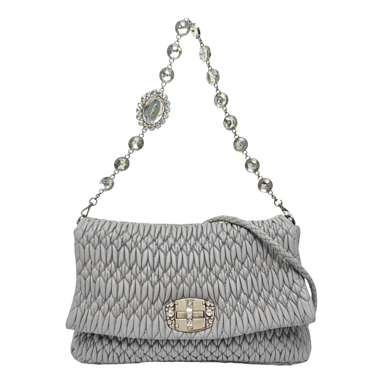 Miu Crystal leather handbag
