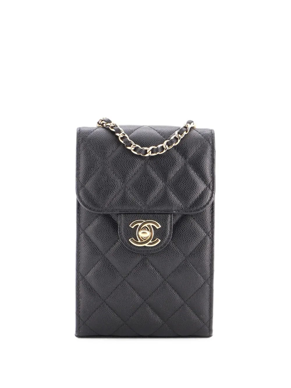 CC Flap Phone Holder Crossbody Bag Quilted Caviar clutch bag
