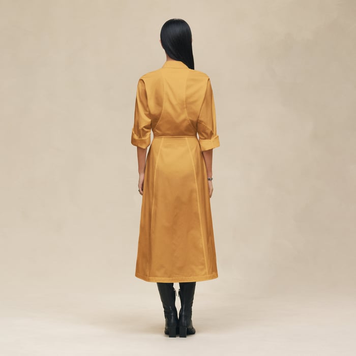 Marron Ocre Equestrian Shirt Dress