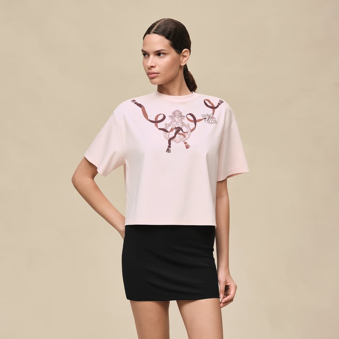 Rose Opaline Printed Boxy T-shirt
