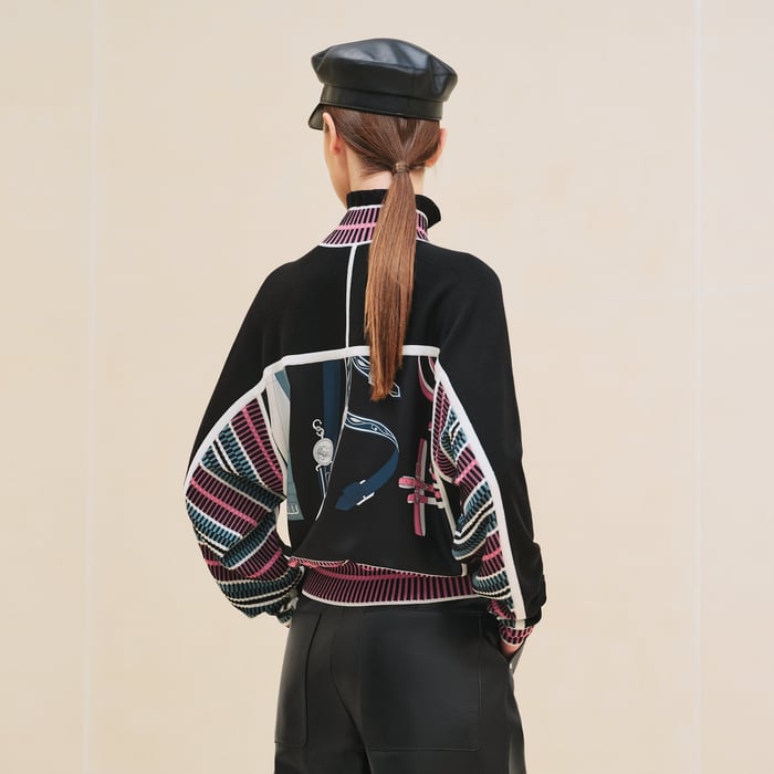 Noir "Lettres Equestres" Long-sleeve Twillaine Sweater