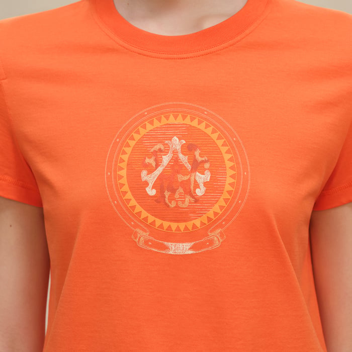 Orange Pop Printed Straight T-shirt