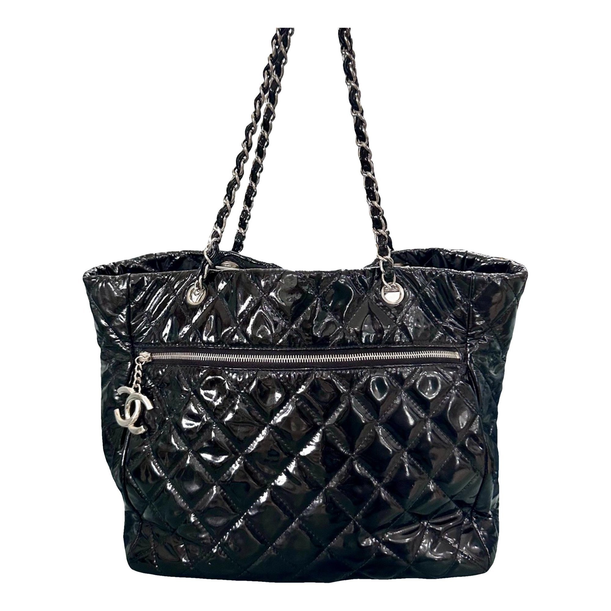 Grand shopping patent leather tote
