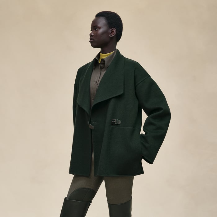 Vert Anglais Cashmere Coat With Shawl Collar