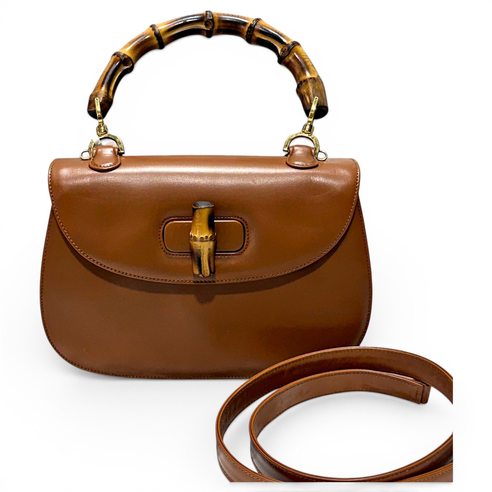Convertible Bamboo Top Handle leather handbag