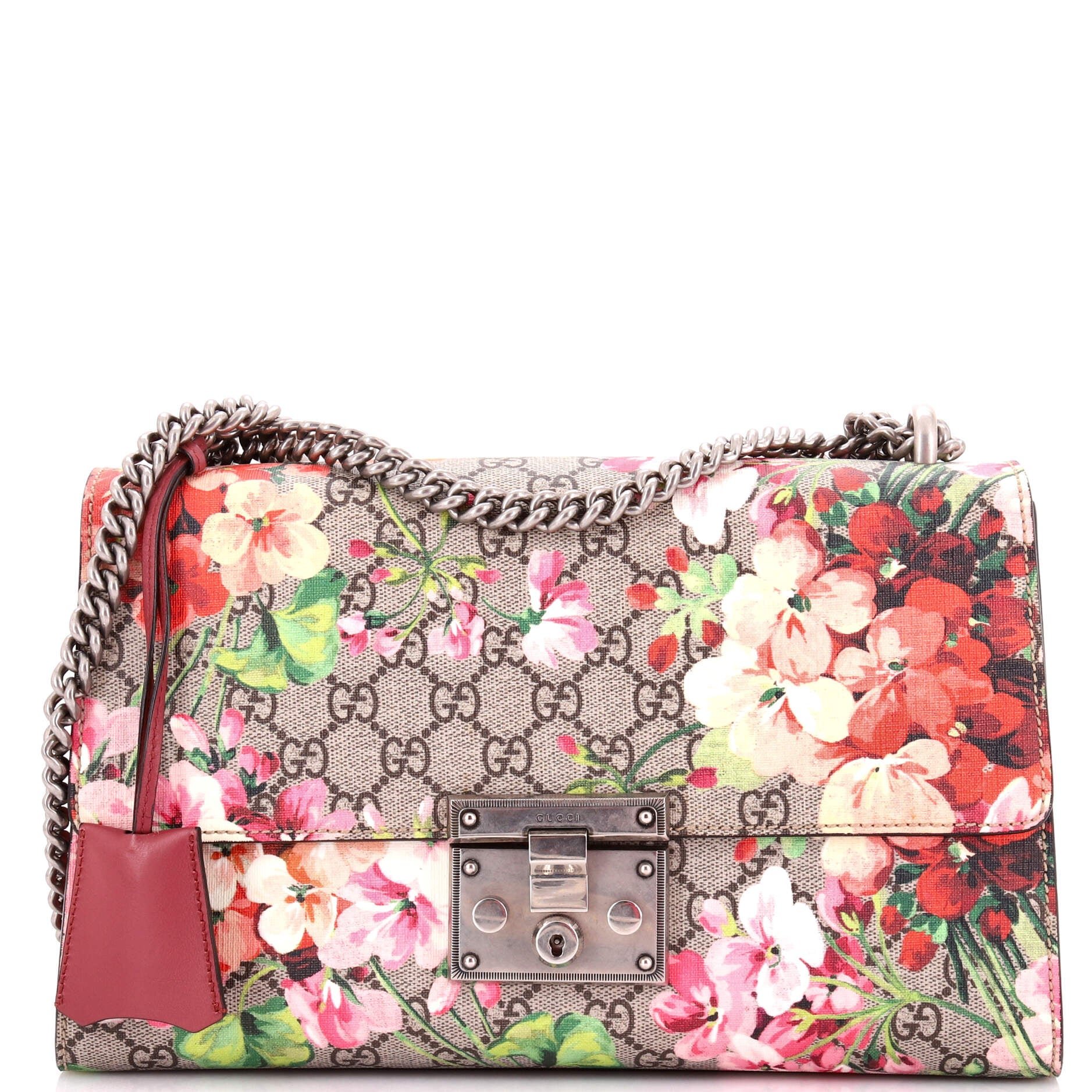Padlock Shoulder Bag Blooms Print GG Coated Canvas Medium