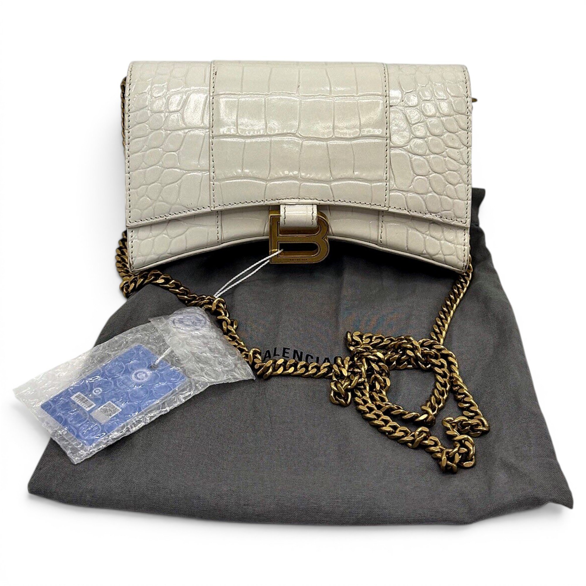 Hourglass leather handbag