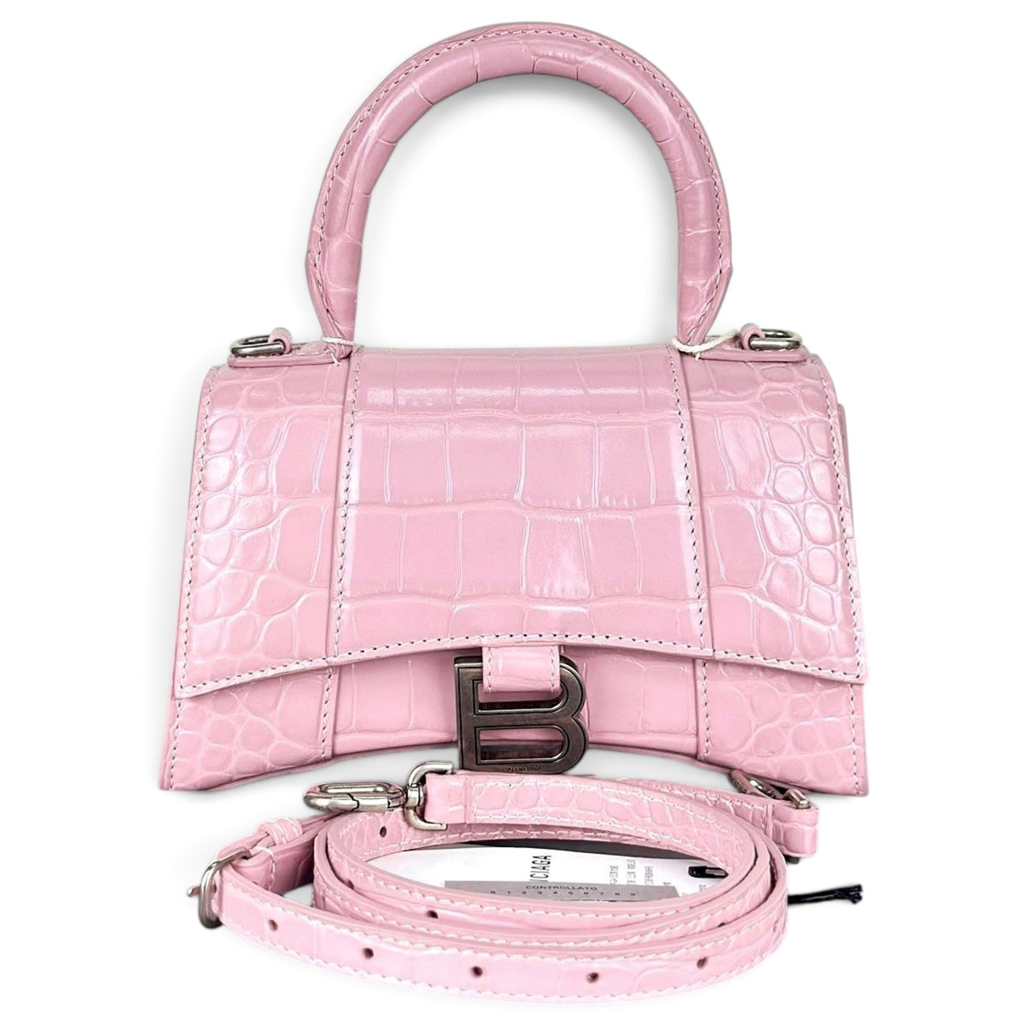 Hourglass leather handbag