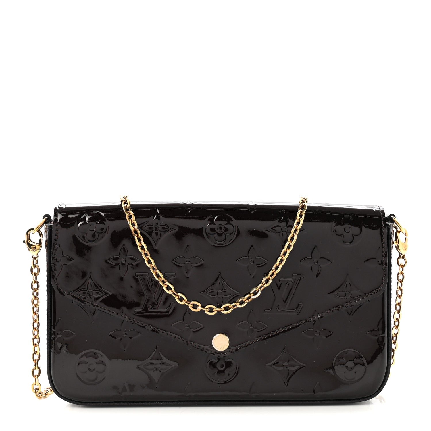 Louis Vuitton Vernis Pochette Felicie Chain Wallet Amarante
