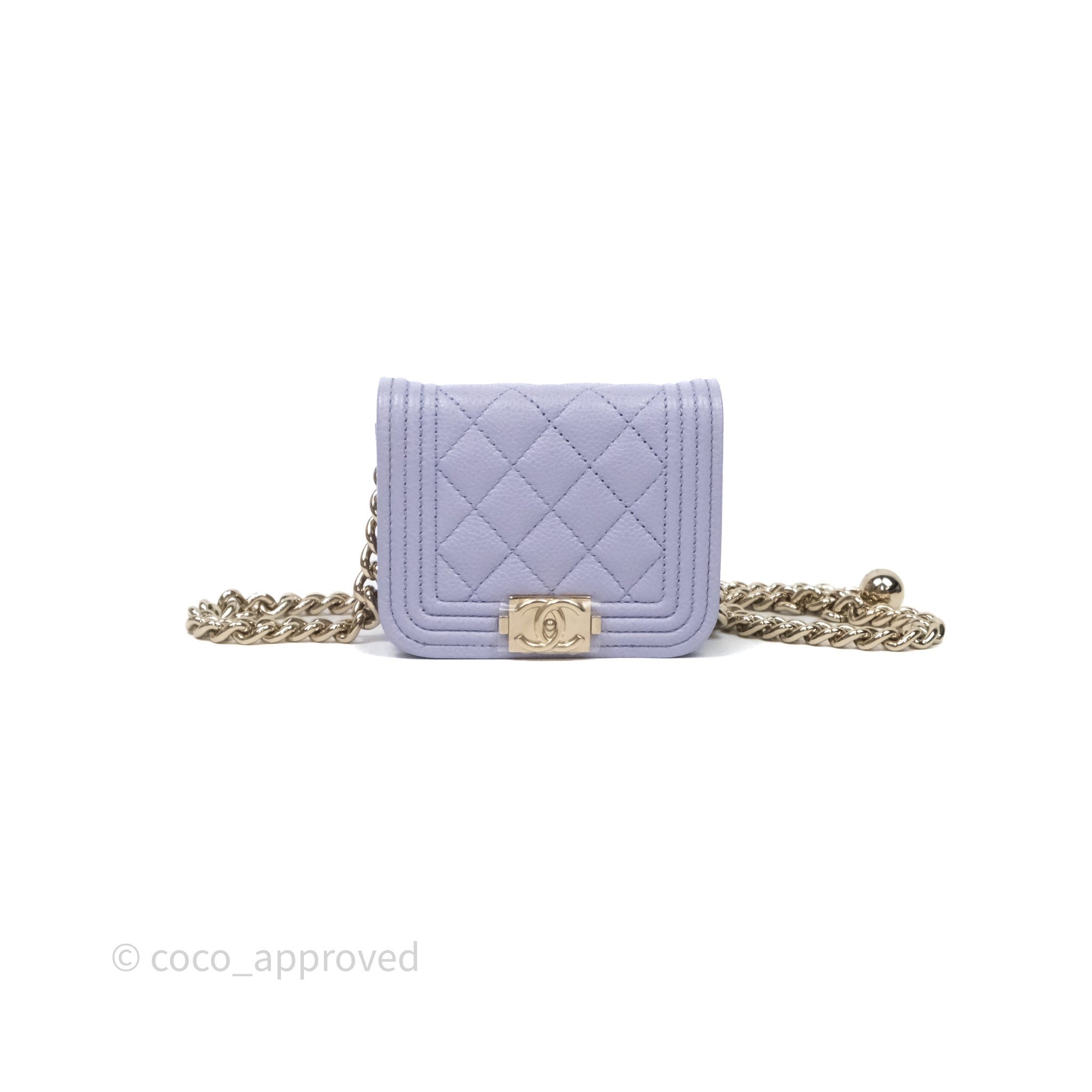Chanel Quilted Boy Belt Bag Purple Caviar Gold Hardware