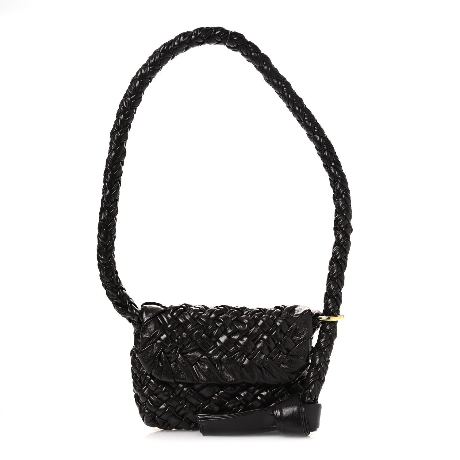 Bottega Veneta Calfskin Foulard Intreccio Kalimero Città Shoulder Bag Fondant