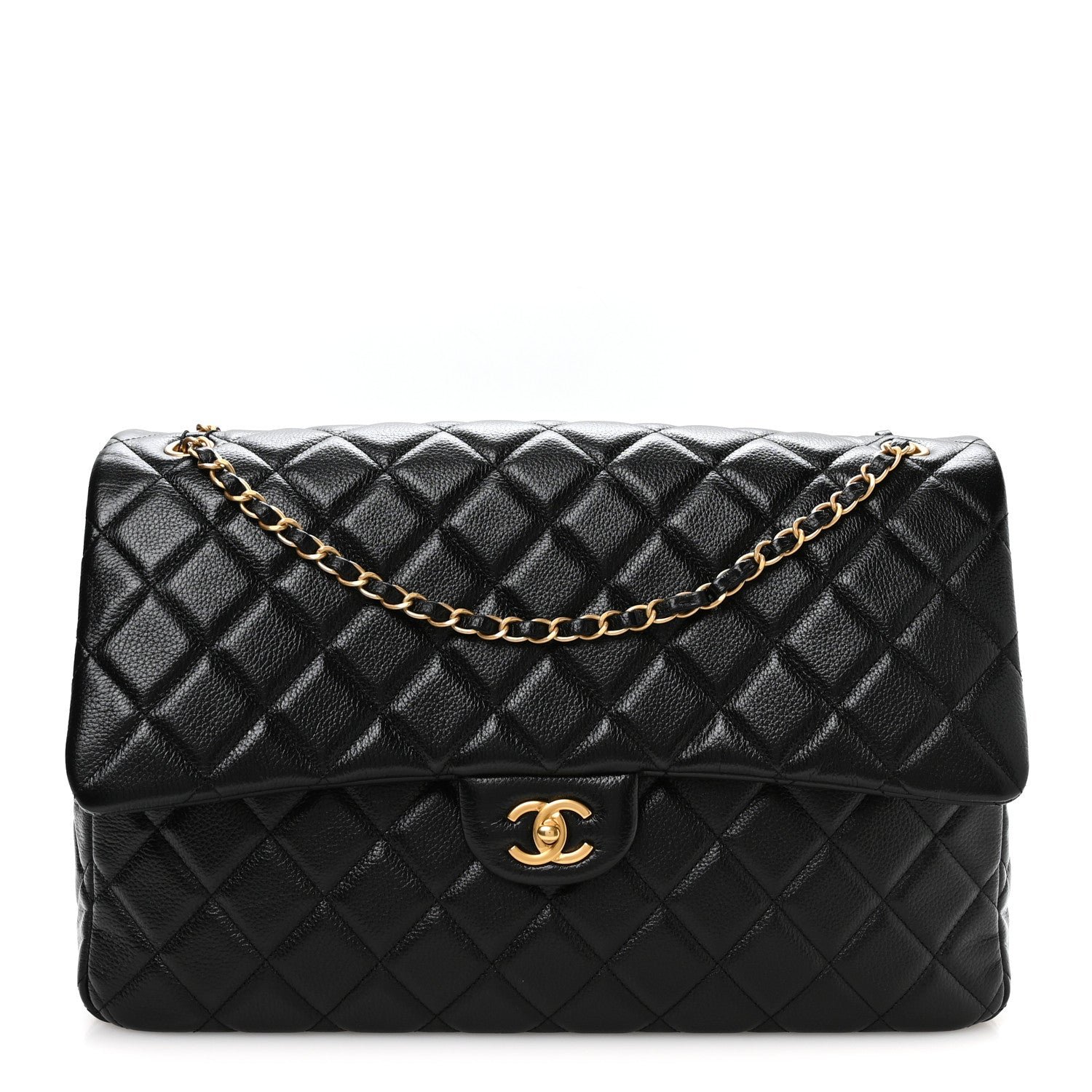 Chanel Grained Calfskin Quilted XXL Travel Flap Bag Black