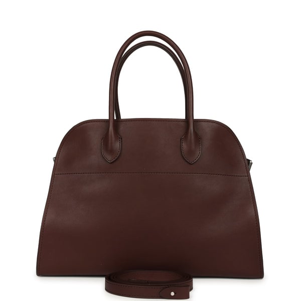 The Row The Row Soft Margaux 12 Bag New Burgundy Saddle Leather Silver Hardware