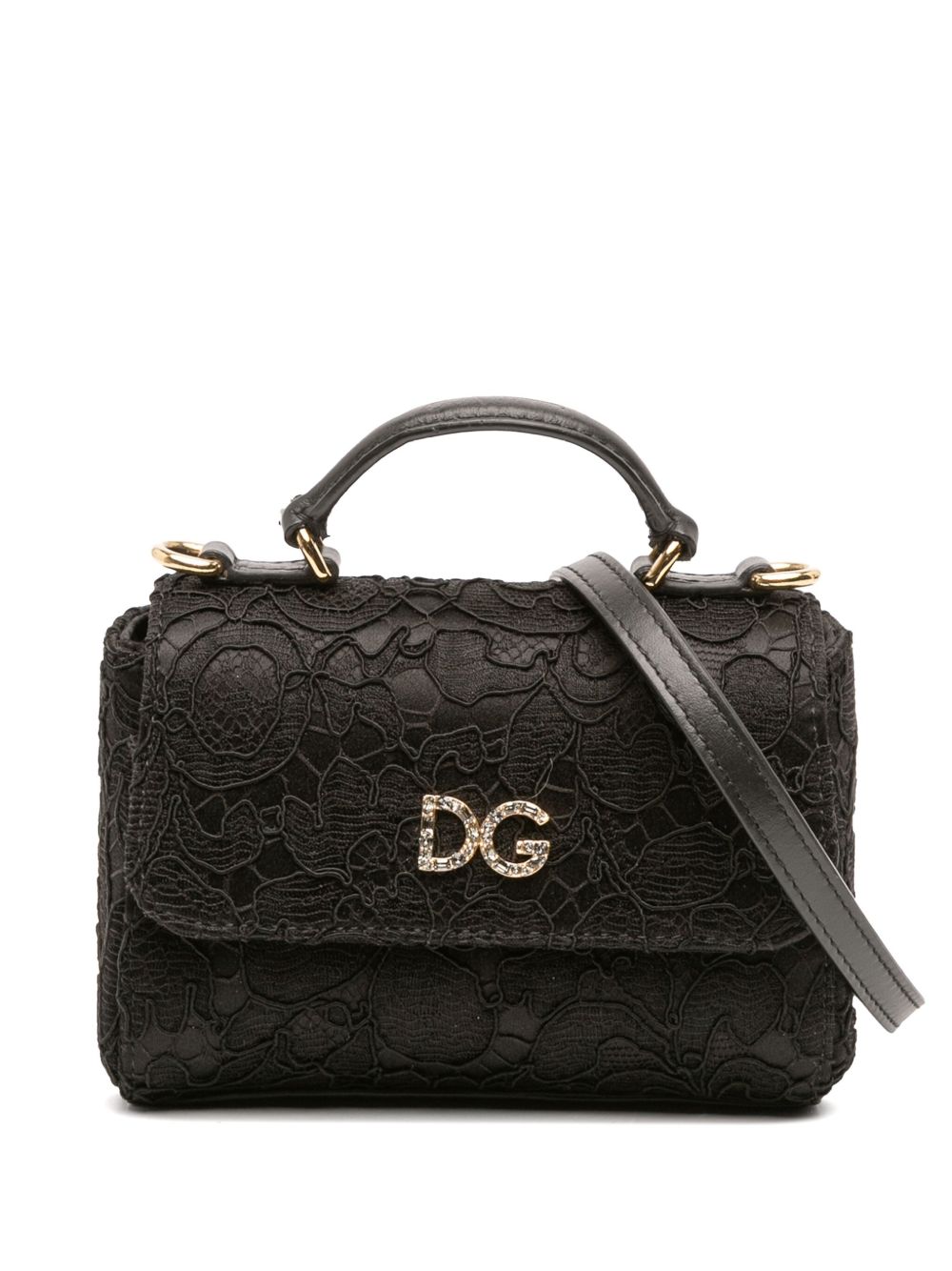 1990-2010 Silk and Lace Crystal Embellished DG Flap satchel