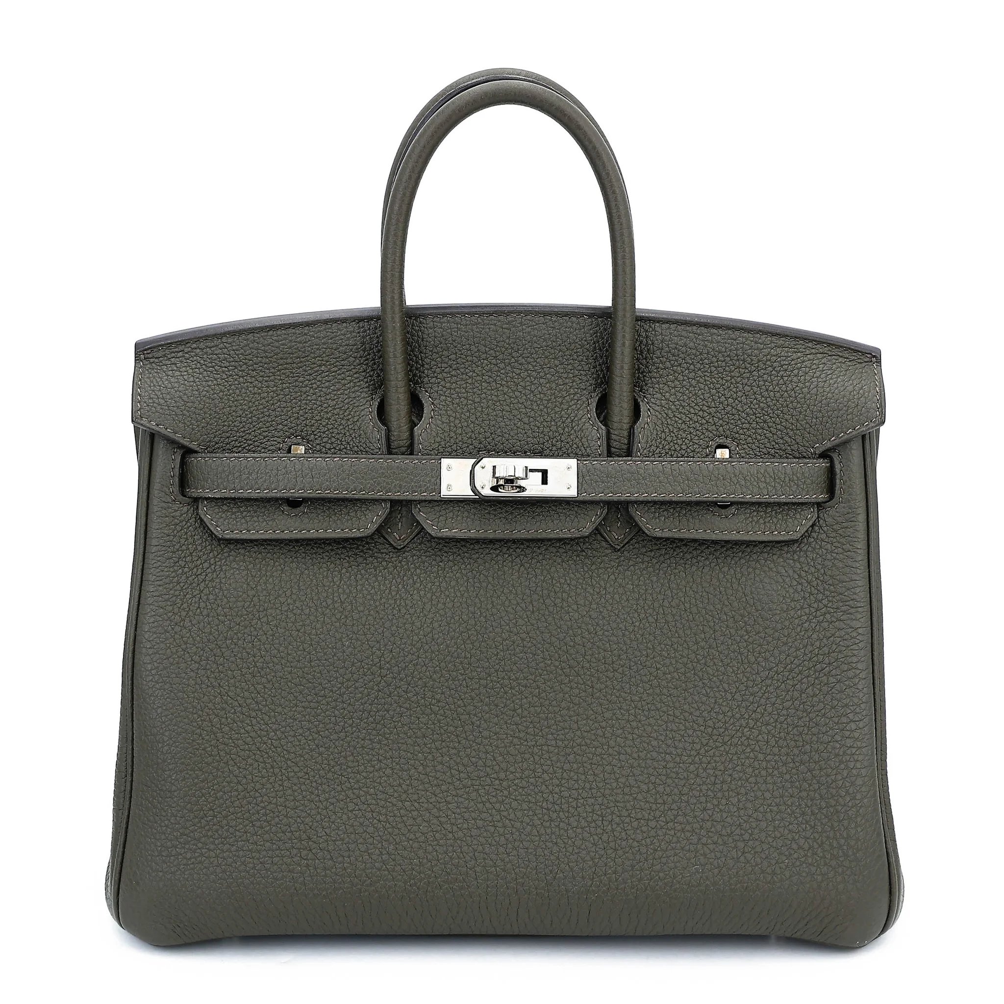 Very Good ( Rank A) HERMÈS Birkin 25 Vert de Gris (C6) Togo Palladium hardware Y (2020)