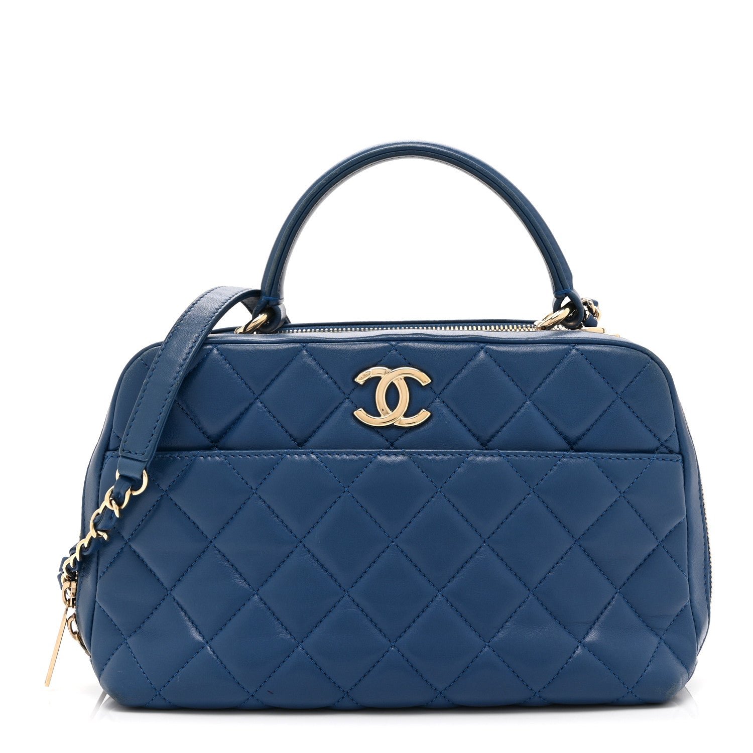 Chanel Lambskin Quilted Medium Trendy CC Bowling Bag Blue