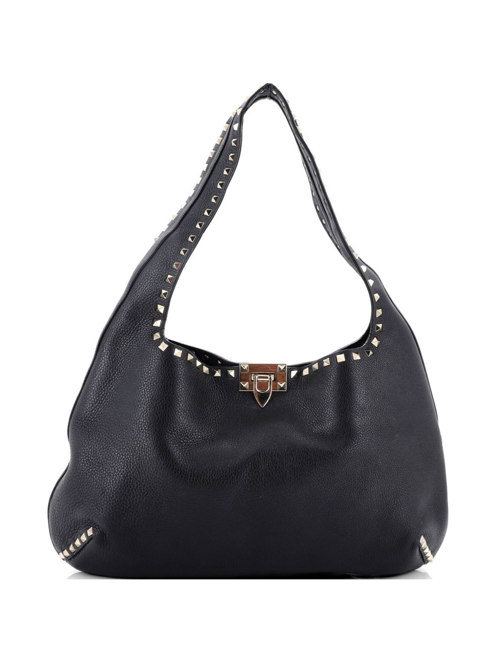 Rockstud Flip Lock Leather Large hobo bag