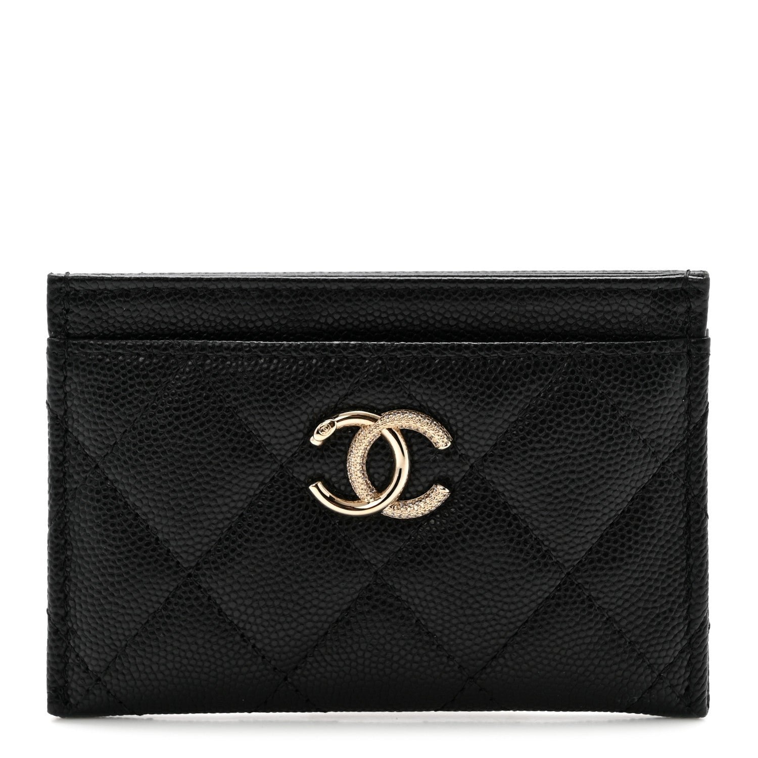 Chanel Caviar Quilted Studded CC Card Holder Black