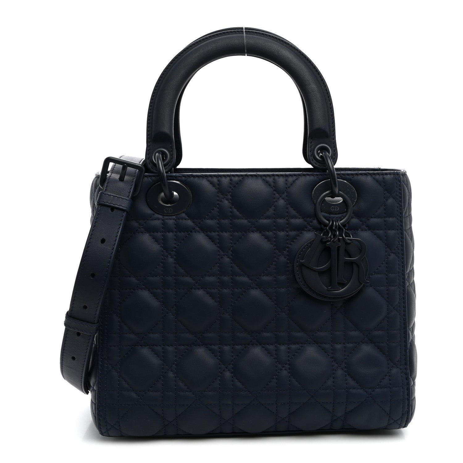 Christian Dior Ultra Matte Calfskin Cannage Medium Lady Dior Blue