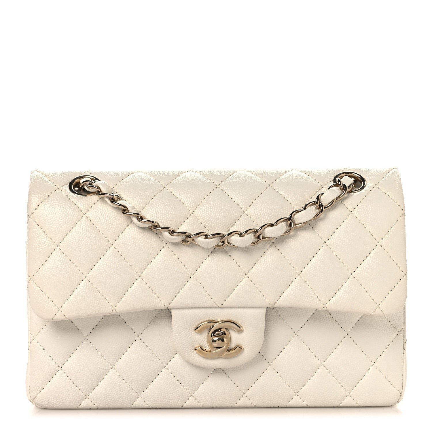 Chanel Caviar Quilted Small Double Flap White