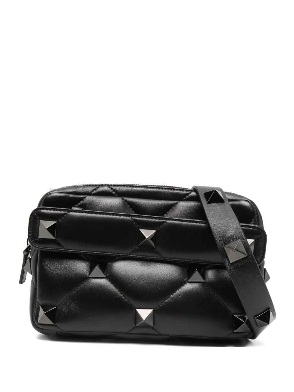 Roman Stud diamond-quilted shoulder bag