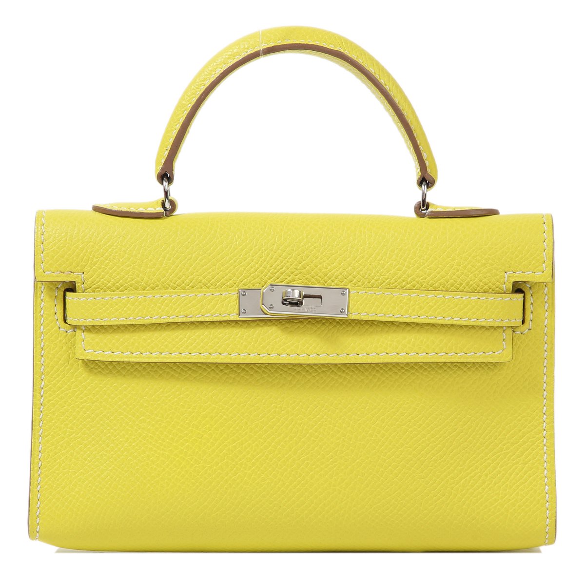 Hermes HERMÈS Kelly Tiny crossbody bag in Lime Epsom leather with Palladium hardware