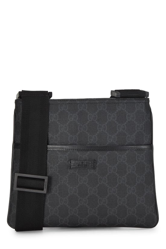 Black GG Supreme Canvas Flat Messenger Small