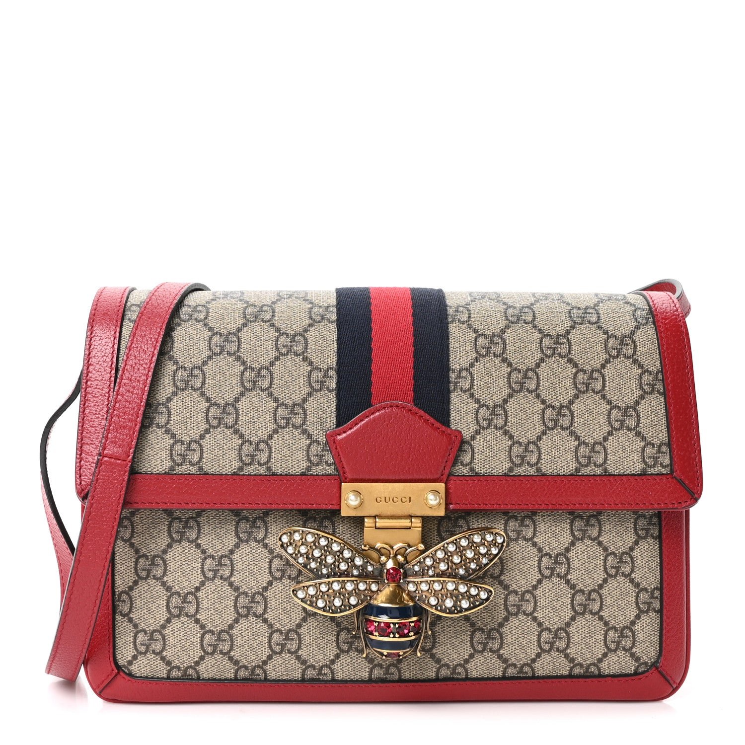 Gucci GG Supreme Monogram Medium Queen Margaret Shoulder Bag Red
