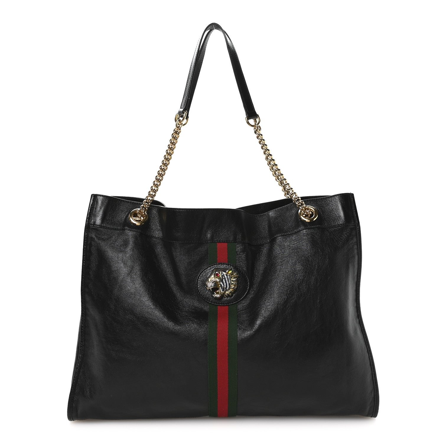 Gucci Calfskin Large Rajah Chain Tote Black