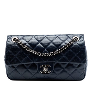 Calf Leather Medium Quilted Glazed Calfskin Duo Color Flap