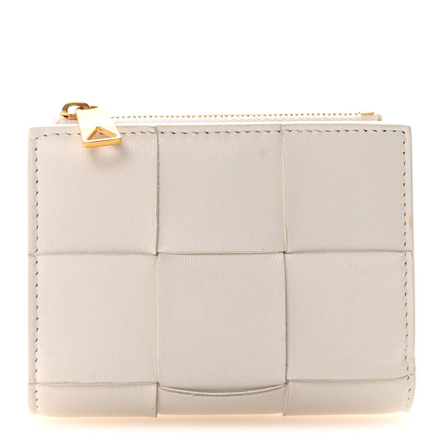 Bottega Veneta Nappa Maxi Intrecciato Bifold Zip Wallet White