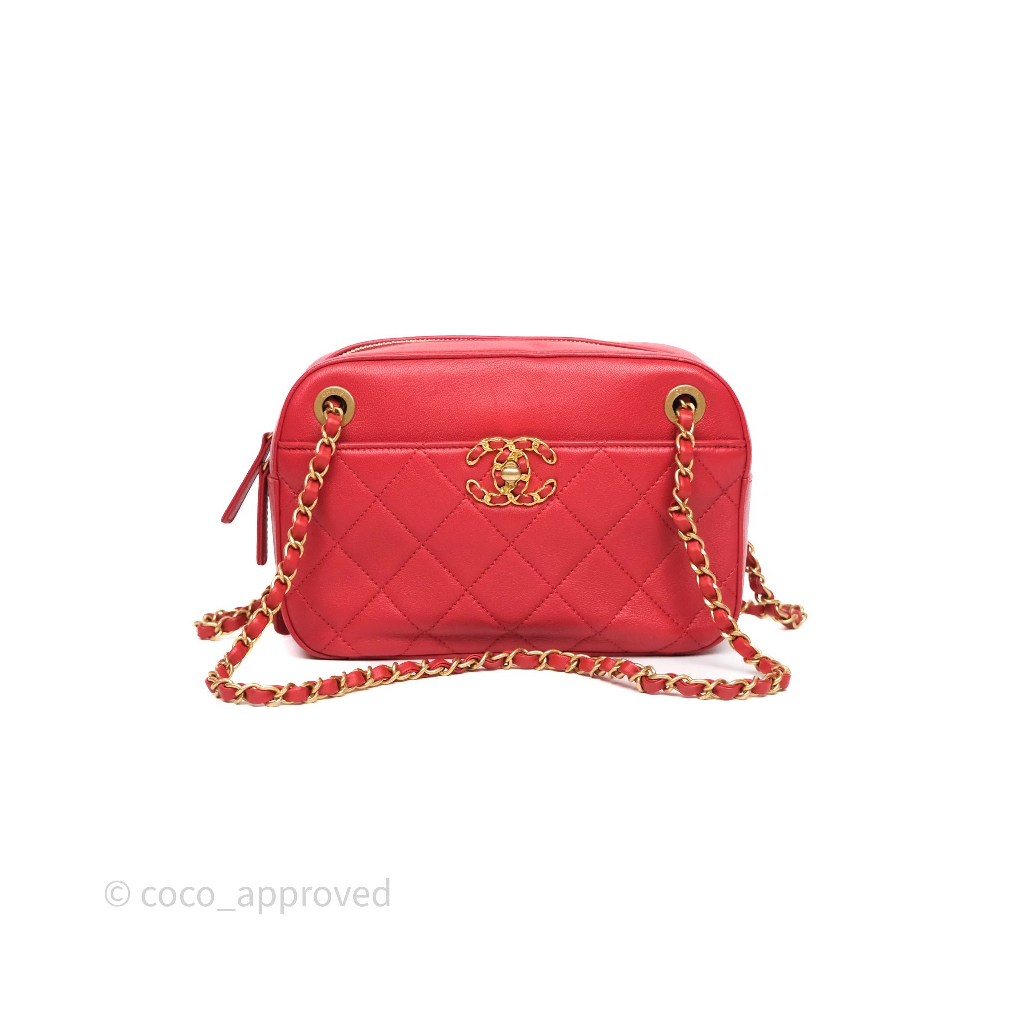 Chanel Infinity Camera Case Red Goatskin Aged Gold Hardware