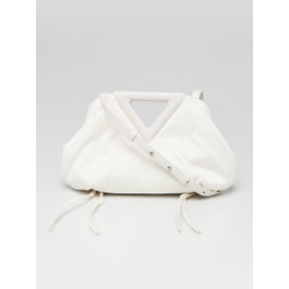 Bottega Veneta Bottega Veneta White Increcciato Fabric The Point Triangle Bag