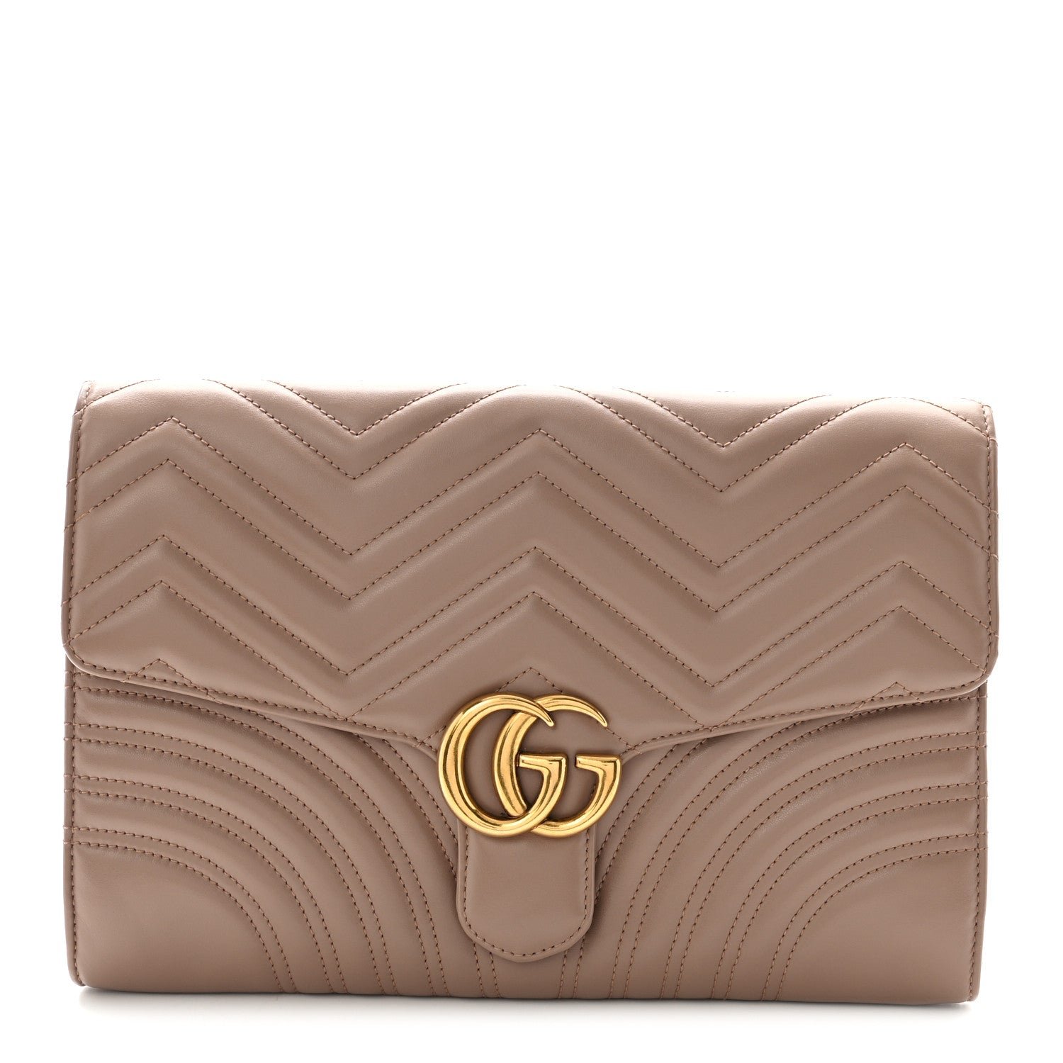 Gucci Calfskin Matelasse GG Marmont Clutch Porcelain Rose