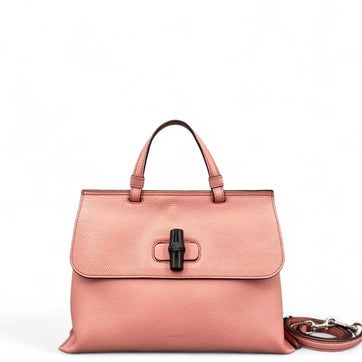 Calfskin Bamboo Daily Top Handle Bag Medium