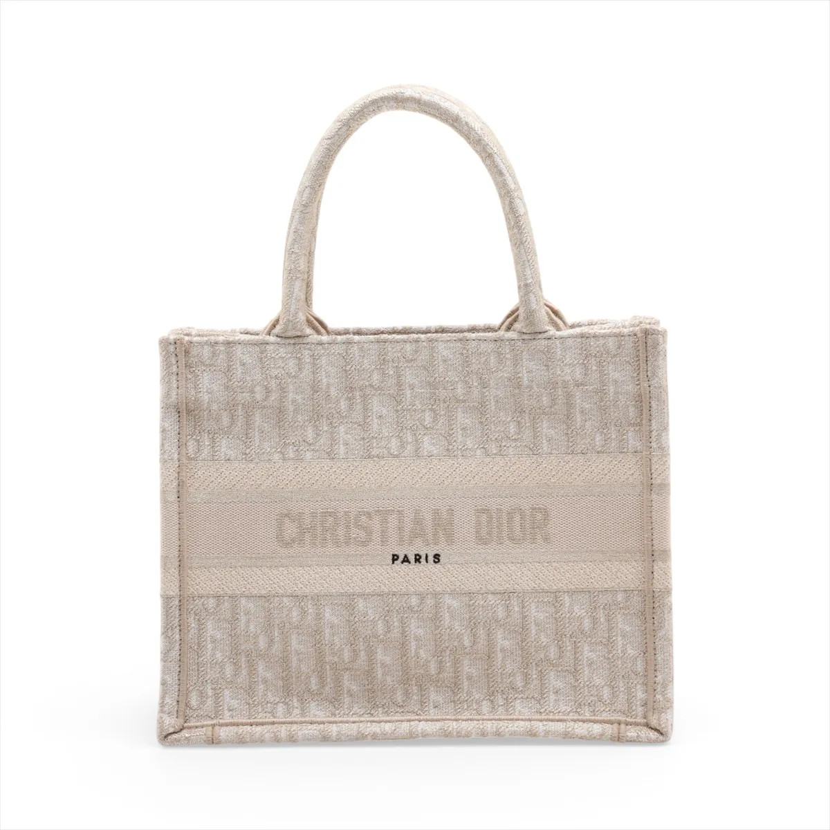 Christian Dior Oblique Book Tote Small canvas Hand bag Gold