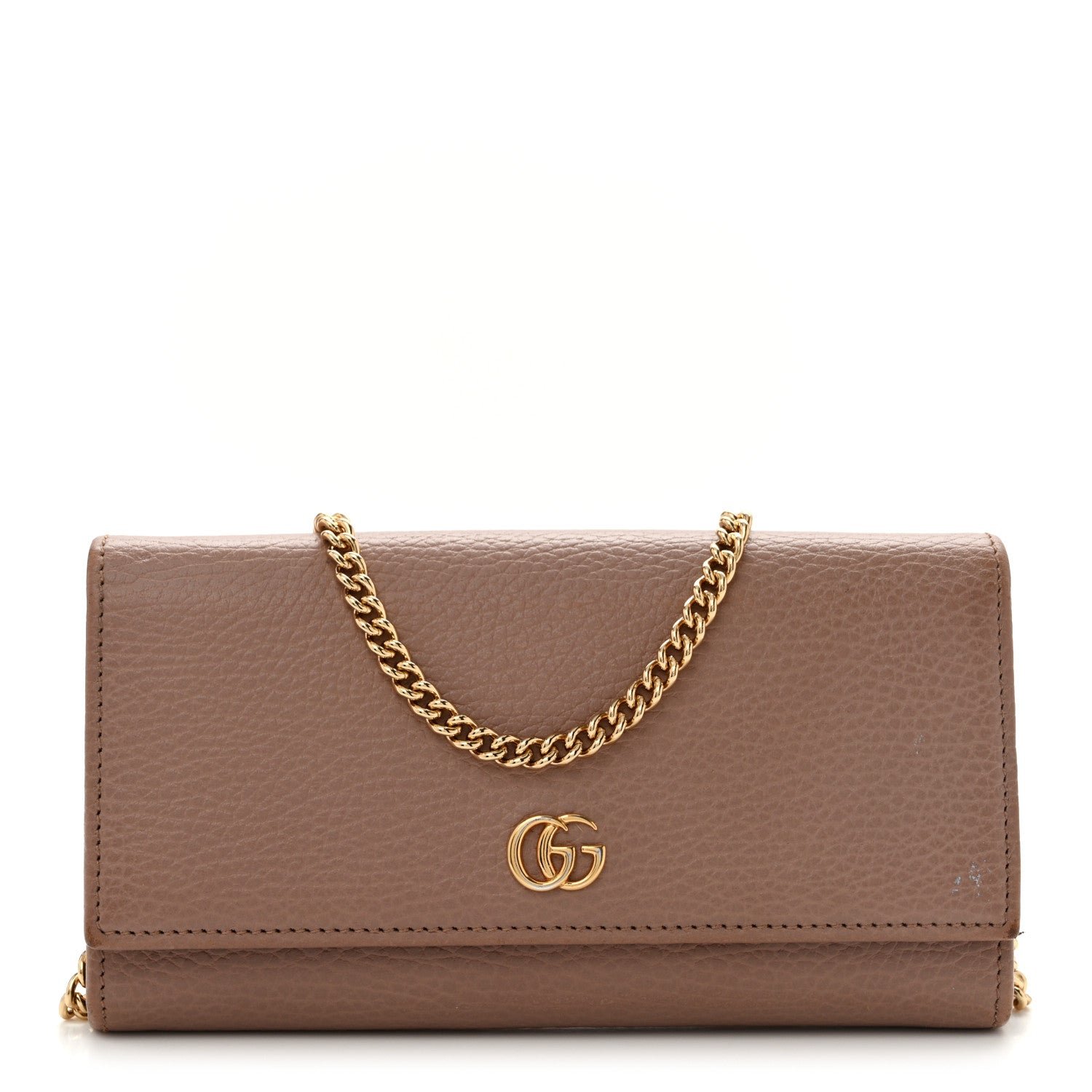 Gucci Dollar Calfskin Petite GG Marmont Wallet Chain Bag Porcelain Rose