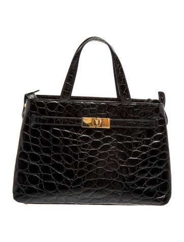 Embossed Leather Top Handle Bag