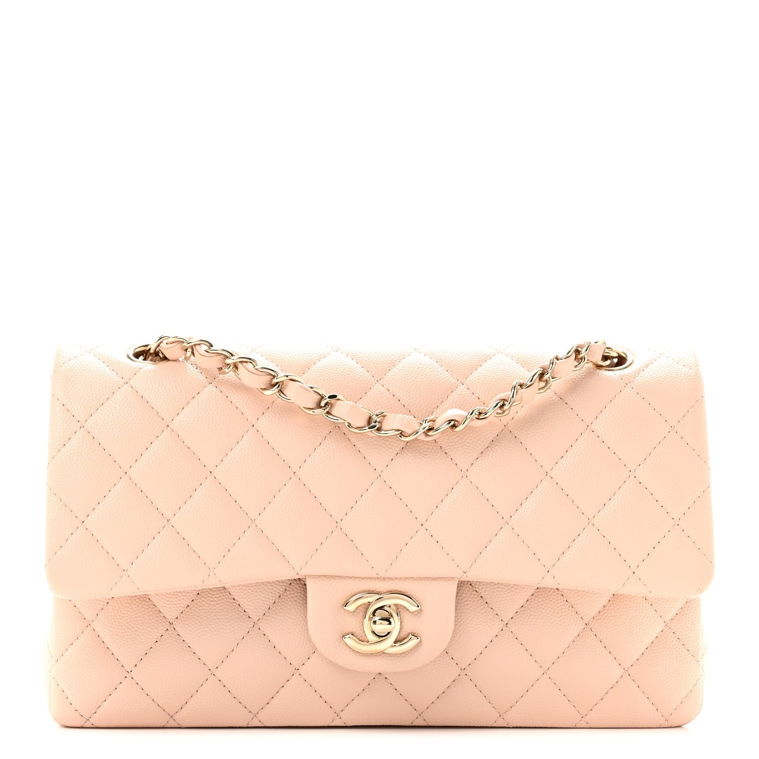 Chanel Caviar Quilted Medium Double Flap Light Beige