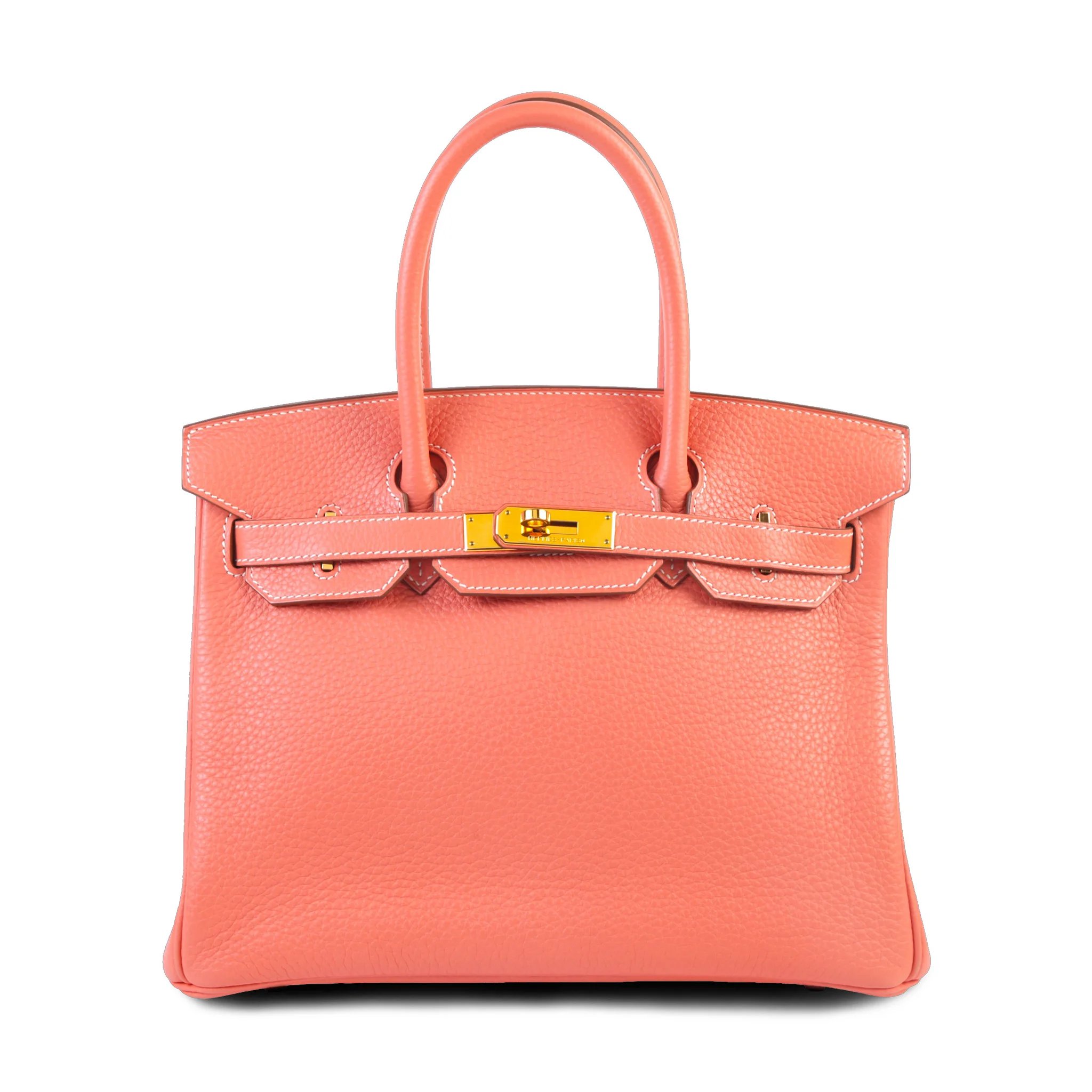 Hermes Very Good ( Rank A) HERMÈS Birkin 30 Crevette (L5) Clemence Gold hardware Square Q (2013)