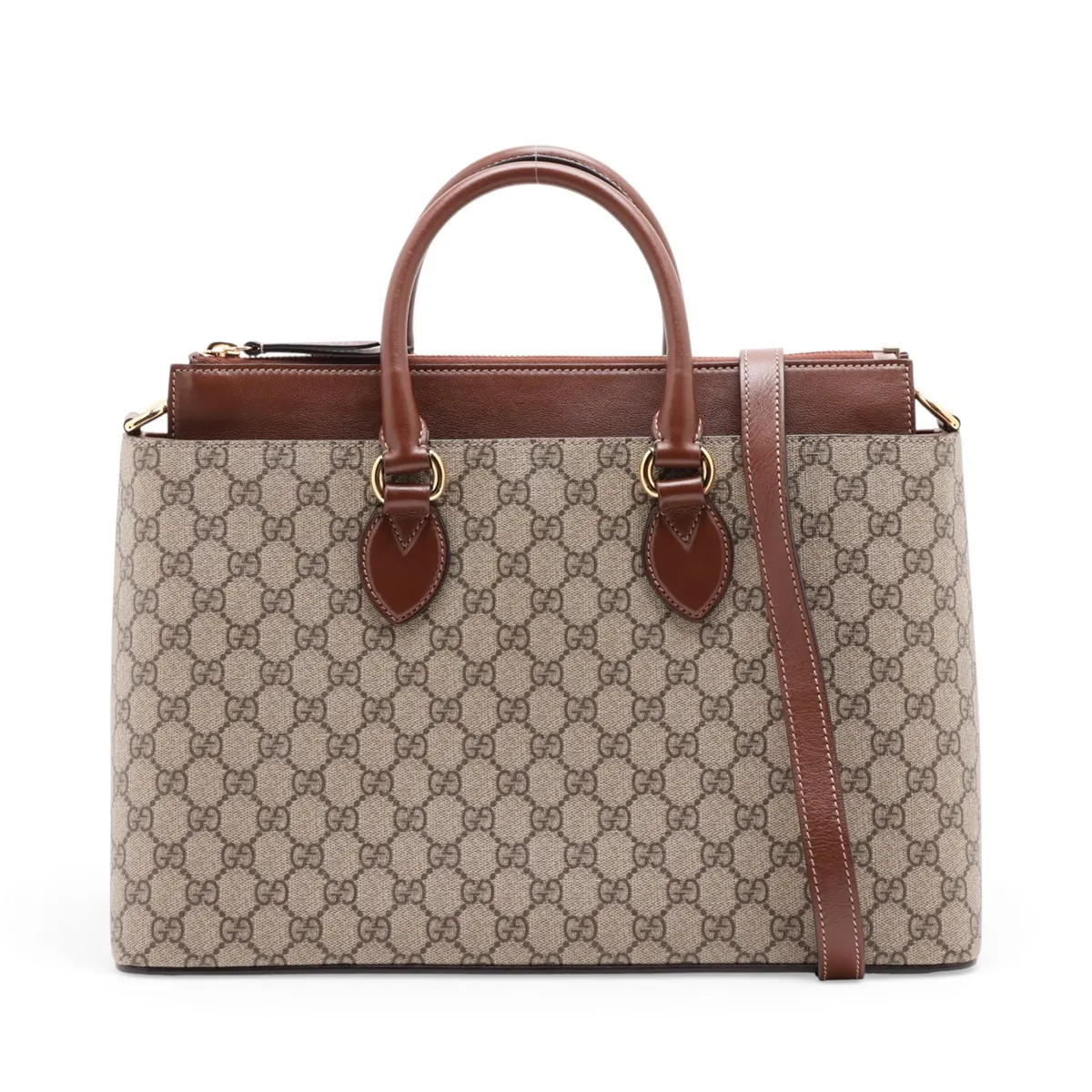 Gucci GG Supreme 779781 PVC & leather 2 Way Tote Bag Beige×Brown outlets