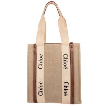 Chloe Canvas Large Woody Vertical Tote