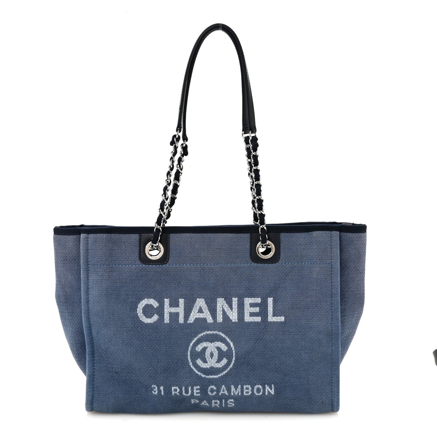 Chanel Canvas Small Deauville Tote Blue