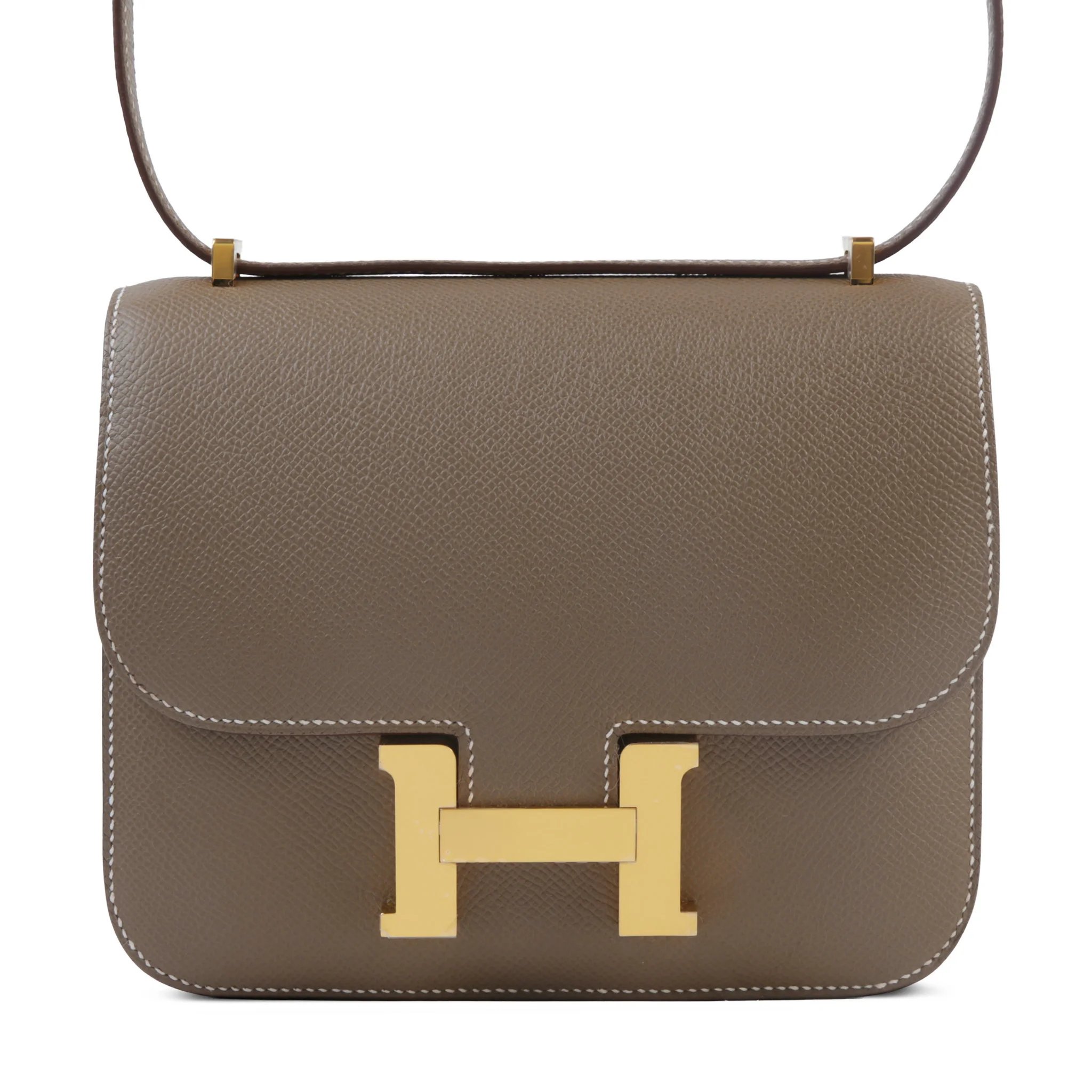 Unused ( Rank NS ) HERMÈS Constance Mini 19 Mirror Etoupe (18) Epsom Gold hardware W (2024)