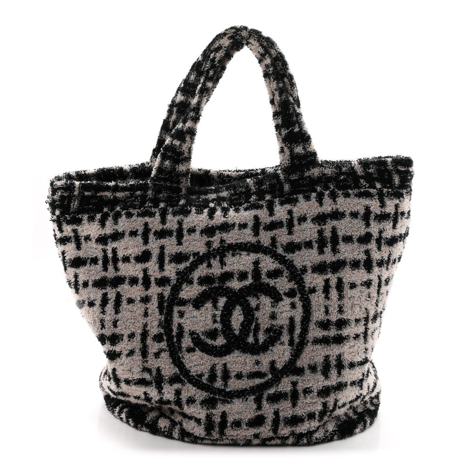 Chanel Terry Cotton CC Beach Tote Towel Set White Black