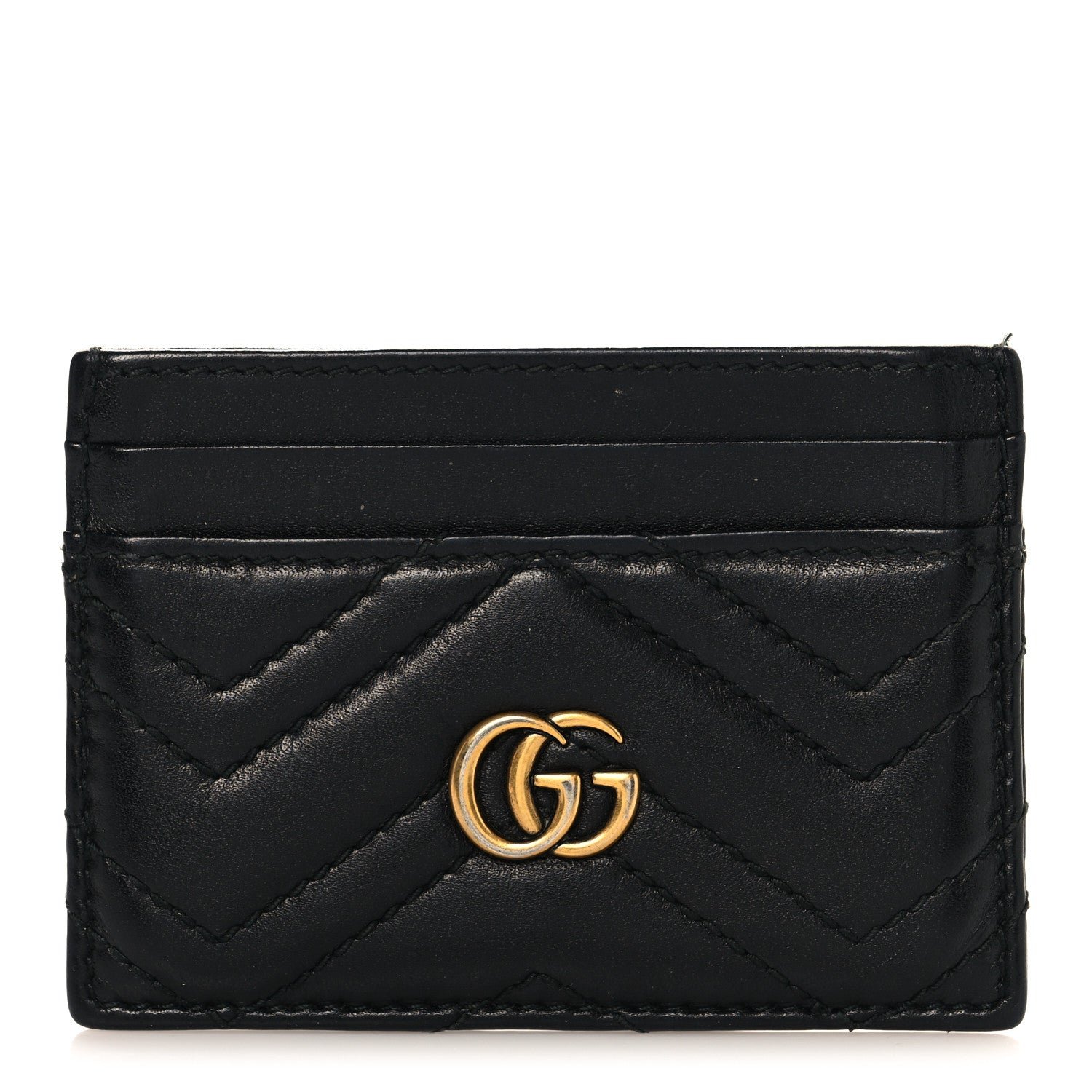 Gucci Calfskin Matelasse GG Marmont Card Holder Black