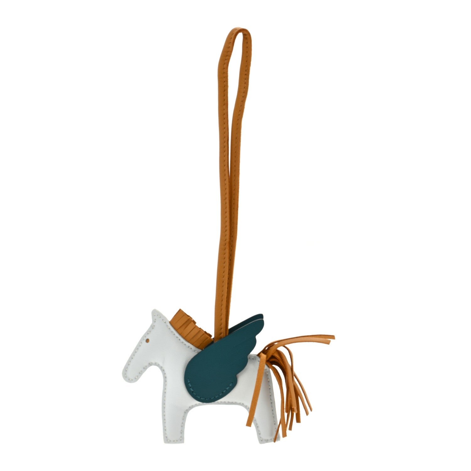 Hermes Milo Lambskin Grigri Rodeo Pegase Horse Bag Charm PM Bleu Brume Sesame Vert Bosphore